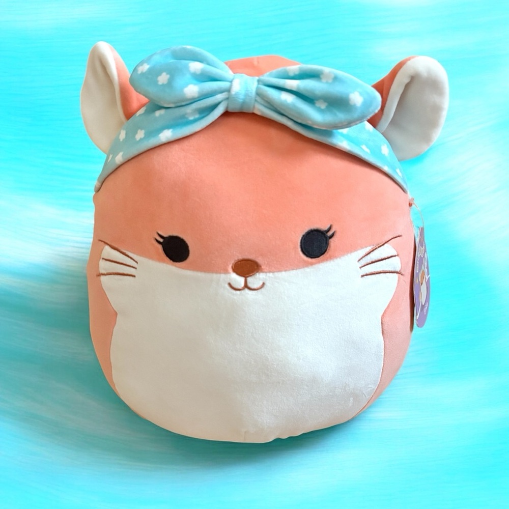 Squishmallows‎ 12” Erica the Orange Chinchilla Blue Flower Headband Easter NEW